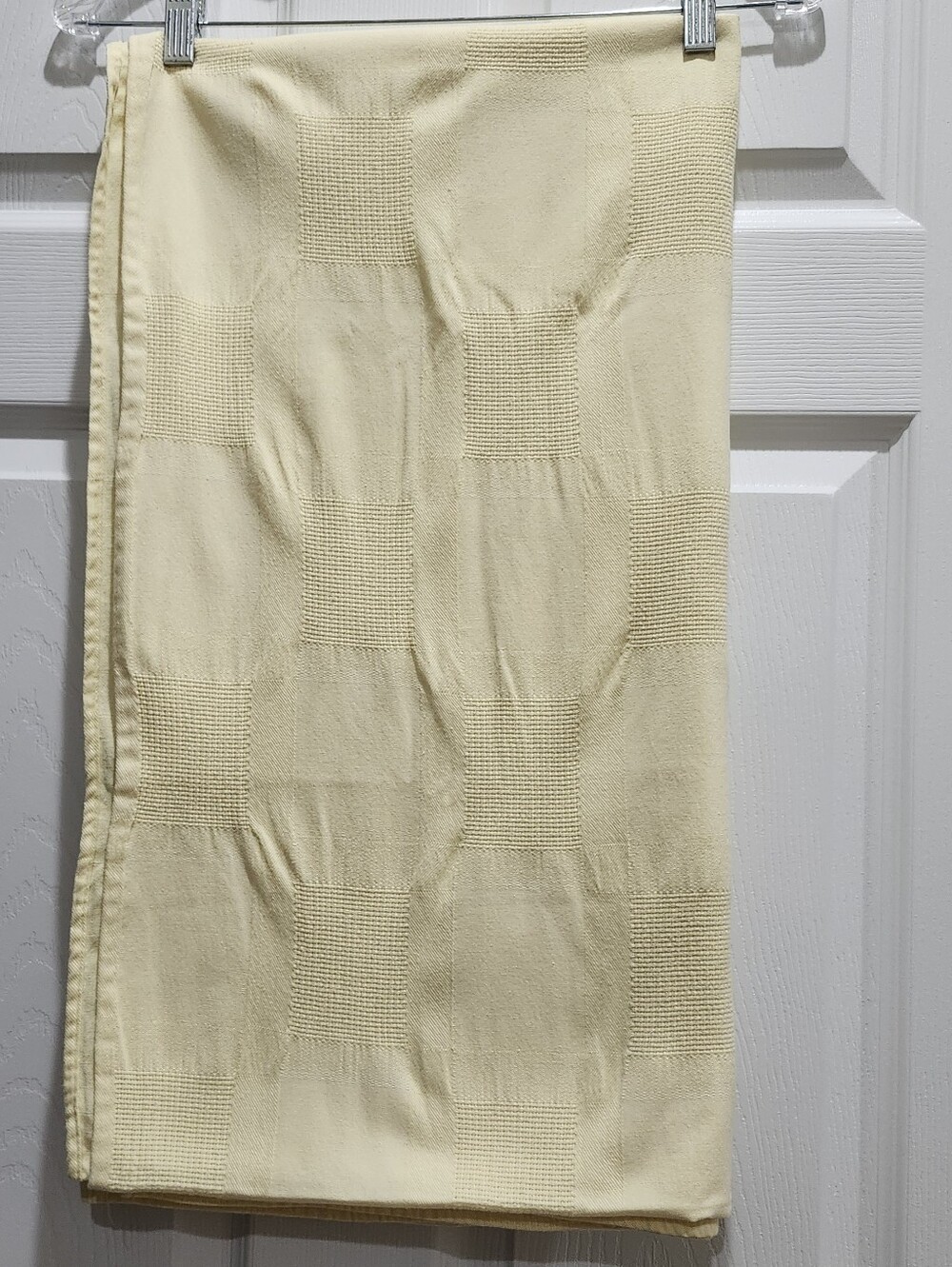 Tablecloth Butter Yellow 60" x 104" Woven Textured Block-Grid Pattern Cotton